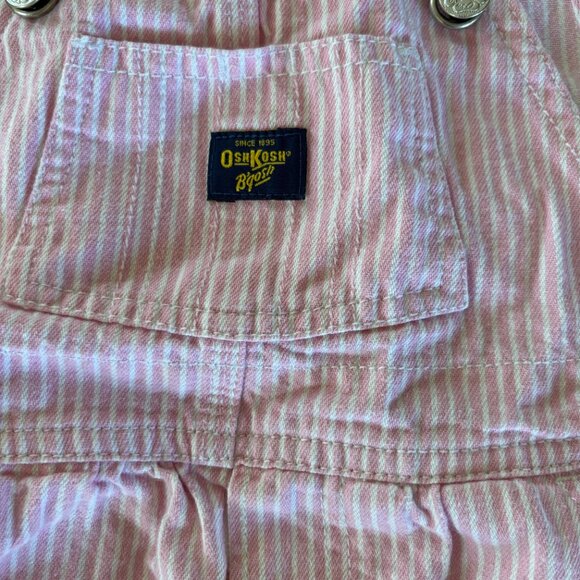 OshKosh B'gosh Light Pink Striped Overalls Vintage? Toddler Size 24 months - Picture 6 of 11